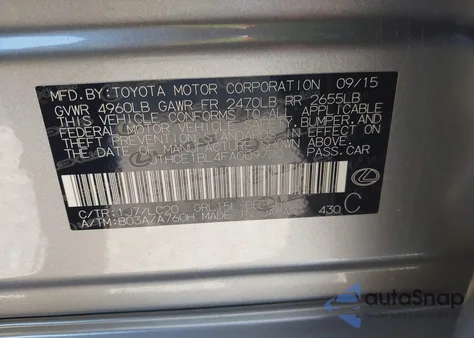 2015 Lexus Gs 350 из США, поврежденный, VIN JTHCE1BL4FA009720